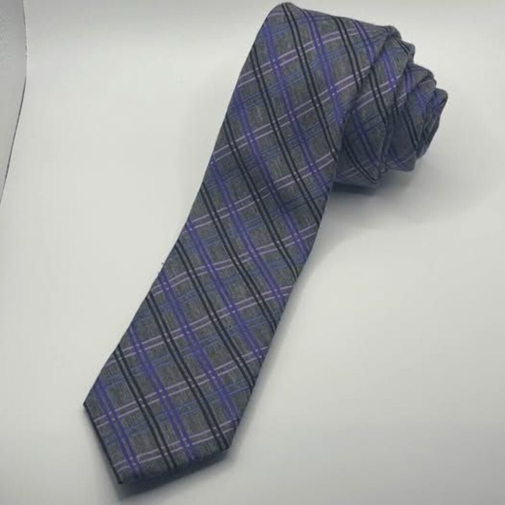 George Necktie Dress Tie Regular Classic Purple & Gray Modern Poly Viscose Blend